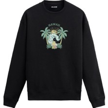 Colermi Hawaii Sörf ve Dalga Baskılı Sweatshirt