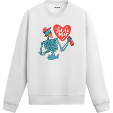 Colermi Grafiti Kalp ve Iskelet Figürlü Sweatshirt