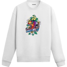 Colermi Tropikal Kask Baskılı Sweatshirt