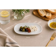 Bonnami Iris Gourmet Premium Porselen Oval Kayık Tabak 15X8.5 cm - Modern Şık Meze ve Sos Sunum Tabağı