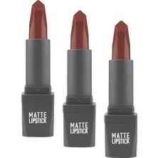 Defne Store Yoğun Renk Veren Uzun Süre Kalıcı Nemlendirici Kadifemsi Mat Ruj - Lipstick 412 Warm Brown (3 Paketi)