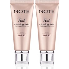 Defne Store Cosmetics 3 In 1 Glowing Skin Tinted Moisturizer 50 Spf Işıltılı Aydınlatıcı Krem (2 Paketi)