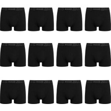 Kordak 12'li Siyah Yapışan Slip Boxer - Vücudu Saran Siyah Boxer