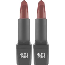 Defne Store Yoğun Renk Veren Uzun Süre Kalıcı Nemlendirici Kadifemsi Mat Ruj - Lipstick 409 Rose Apricot (2 Paketi)