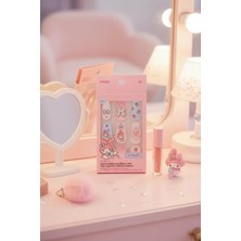 Miniso Sanrio Lisanslı My Melody Jel Yapışkanlı Takma Tırnak Pembe Mavi Şık Tasarım Model 01