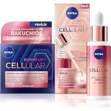 Defne Store Cellular Expert Lift Doğal Retinol Alternatifi Saf Bakuchiol Içeren, Kolajen Tetikleyici Kırışıklık Karşıtı Cilt Serumu 30 ml + Kırışıklık Karşıtı ve Nemlendirici Gece Kremi 50 ml