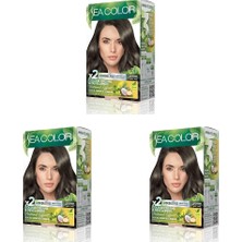 Defne Store Sea Color Amonyaksız, Vegan, Doğal, Besleyici Kalıcı Saç BOYASI%100 Beyaz Kapama (1 Paket 2 x 50 ml Boya & Oksidan) (Küllü Kumral 7.1) (3 Paketi)