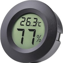 Zerzembe Mini Sıcaklık ve Nem Ölçer Dijital Termometre Higrometre 4,5cm Siyah