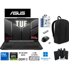 Asus tuf Gaming FX607VU-RL017 Intel Core 5 210H 40GB 1tb SSD RTX4050 140W W11 Pro 16" Duddi Çanta+Mouse+Mousepad+Usbbellek+Temizlikkit