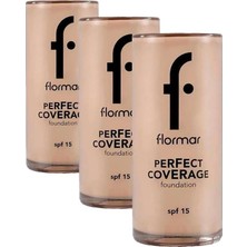Defne Store Perfect Coverage Yüksek Pigmentli & Yarı Parlak Bitişli SPF15 Fondöten 101 Pastelle (3 Paketi)