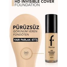 Defne Store Invisible Cover Hd Hafif Yapılı & Yarı Parlak Bitişli SPF30 Fondöten 060 Ivory