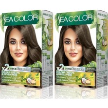 Defne Store Sea Color Amonyaksız, Vegan, Doğal, Besleyici Kalıcı Saç BOYASI%100 Beyaz Kapama (1 Paket 2 x 50 ml Boya & Oksidan) (Yoğun Küllü Kumral 7.11) (2 Paketi)