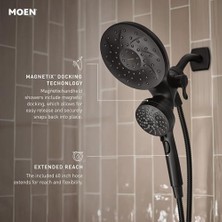 Defne Store Engage Magnetix Mat Siyah 2.5 Gpm Elde Taşınabilir/yağmur Duş Başlığı Manyetik Yerleştirme Sistemine Sahip 2'si 1 Arada Kombo, Çıkarılabilir El Spreyli Yağmur Duş Başlığı, 26009