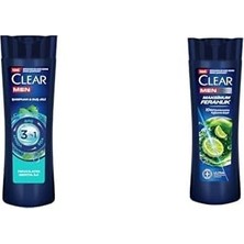 Defne Store 3 In 1 Şampuan & Duş Jeli Ferahlatıcı Mentol Etkisi Saç Yüz Vücut Için 350 ml ve Clear Men Kepeğe Karşı Etkili Şampuan Maksimum Ferahlık 350 ml