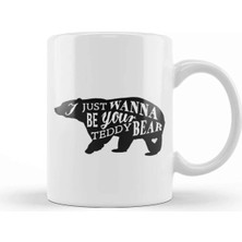 Dekado Retro Animal Bear I Just Want To Be Your Teddy Black Kupa Bardak Porselen