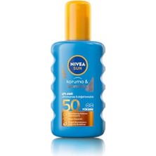 Defne Store Sun SPF50 Çift Etkili Yüksek Koruyucu Bronzluk Vücut Güneş Spreyi 200ML, Doğal Bronzluk, Uva Koruma