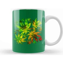 Dekado Marijuana Cannabis Leaves Pattern Kupa Bardak Porselen