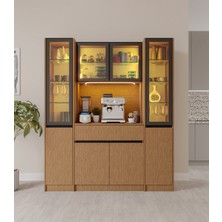 GuneyStore Bambu Maxi Komple Mdf LED Aydınlatmalı Kahve Köşesi