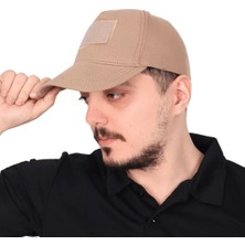 Kordak Bej Peç Alanlı Taktik Şapka - Ayarlanabilir Model