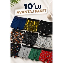 ByDon Erkek Desenli Çocuk Boxer 10'lu Avantaj Paket