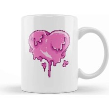 Dekado Melting Heart Pixel Art Kupa Bardak Porselen