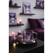 Miniso Sanrio Lisanslı Kuromi Renkli Saplı Cam Bardak – Borosilikat Cam Estetik Kupa 420 ml