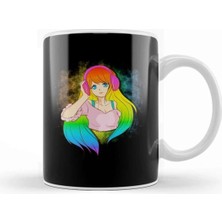 Dekado Japanese Anime Girl Rainbow Punk Kawaii Manga Kupa Bardak Porselen