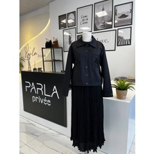 Pearly Collection Cep Nakışlı Kısa Trenç