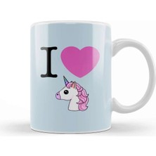 Dekado I Heart Unicorns Emoji Kupa Bardak Porselen