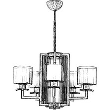 Defne Store AV-60190-5E Eskitme Kaplama Modern Avize E27 Metal Cam 70CM