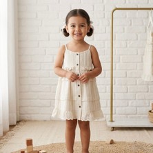 Butik Kız Çocuk Pamuklu Düğme Iliklemeli Elbise