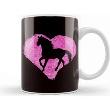 Dekado Heart Horse Fan Horses Riding Equestrian Sport Horseshoe Kupa Bardak Porselen