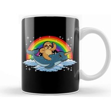 Dekado Sloth Riding Narwhal Adorable Unicorn Of The Sea Kupa Bardak Porselen