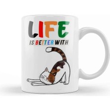 Dekado Live Is Better With Cat Funny Cat Lover Gifts For Men Kids Kupa Bardak Porselen