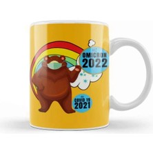 Dekado Sarcasm Funny Vintage Bear Saying Covid Hi Omicron Virus 2022 Kupa Bardak Porselen