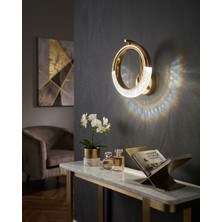 Vav Avize Modern Gold Halka LED Aplik - Kristal Cam Detaylı Lüks Duvar Lambası