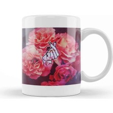 Dekado Kpop Korean Love Finger Snap Pink Floral Kupa Bardak Porselen