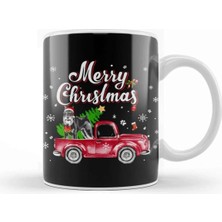 Dekado Yeni Yıl Hediyesi Schnauzer Rides Red Truck Christmas Pajama Kupa Bardak Porselen