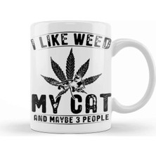 Dekado Weed Stoner Cat Owner Kupa Bardak Porselen