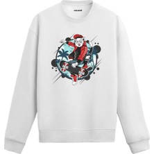 Colermi Kaykaycı Kedi Baskılı Sweatshirt