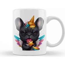 Dekado Black French Bulldog Ice Cream Unicorn Kupa Bardak Porselen