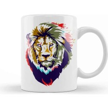 Dekado Lion Head Artwork Kupa Bardak Porselen