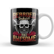 Dekado Bearded Inked And Awesome Funny Tattooed Dad Kupa Bardak Porselen