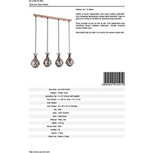 Defne Store AV-60161-4Y-BSY Siyah Boyalı Modern Avize, E27, Metal, Cam, 70X13 cm