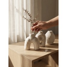 Dekorea Home 3'lü Minimalist Taş Tozu Vazo Seti - El Yapımı Bohem Iskandinav Dekoratif Obje