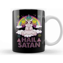 Dekado Hail Satan Unicorn Cute Rainbow Heavy Metal Pun Kupa Bardak Porselen