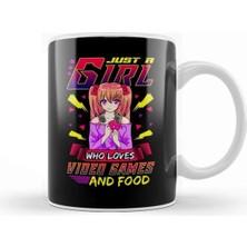 Dekado Funny Just A Girl Who Loves Video Games And Food Kupa Bardak Porselen