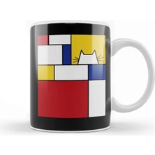 Dekado Piet Mondrian Inspired Cat Kedi Kupa Bardak Porselen
