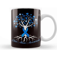 Dekado Blue Ribbon Tree Heart Child Abuse Prevention Month Support Kupa Bardak Porselen