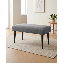 Azra Mobilya Gri Keten Kumaş Bench Puf 90X45X46 cm Ahşap Siyah Ayaklı Demonte Modern Yatak Ucu Bench Oturma Bankı Antre Koridor Pufu